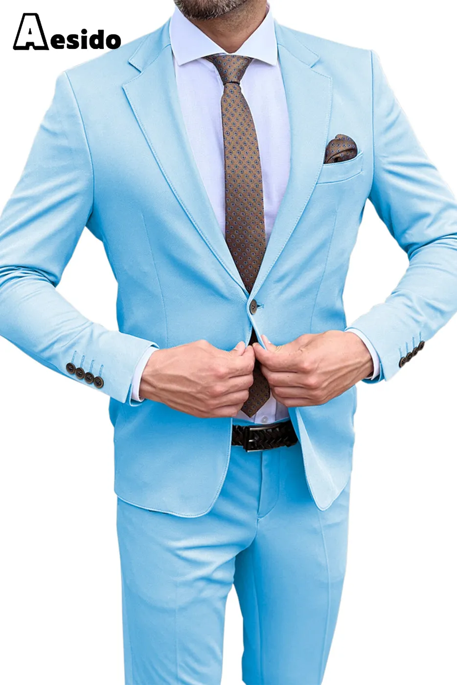 2 Piece Double Button Notch Lapel Suit For Men