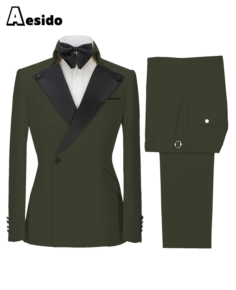 2 Pieces Single Button Peak Lapel Men Suit (Blazer Pants)