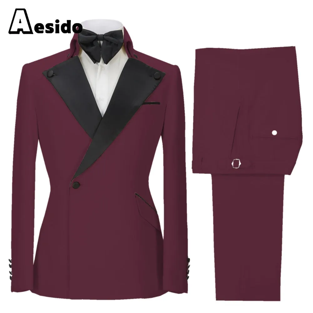 2 Pieces Single Button Peak Lapel Men Suit (Blazer Pants)