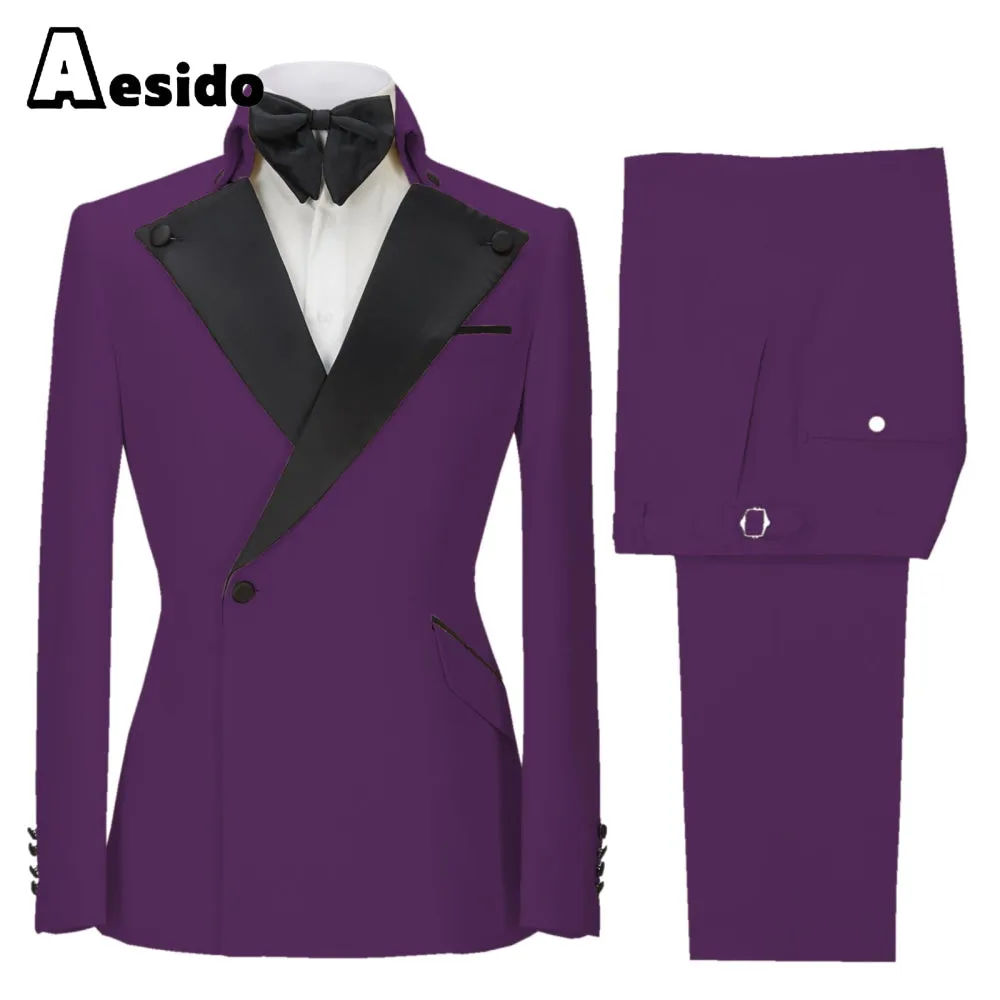 2 Pieces Single Button Peak Lapel Men Suit (Blazer Pants)