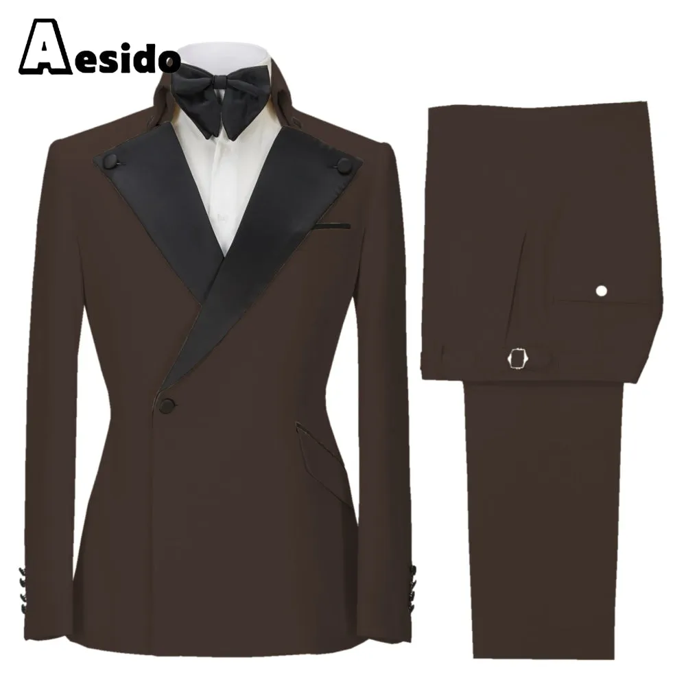 2 Pieces Single Button Peak Lapel Men Suit (Blazer Pants)