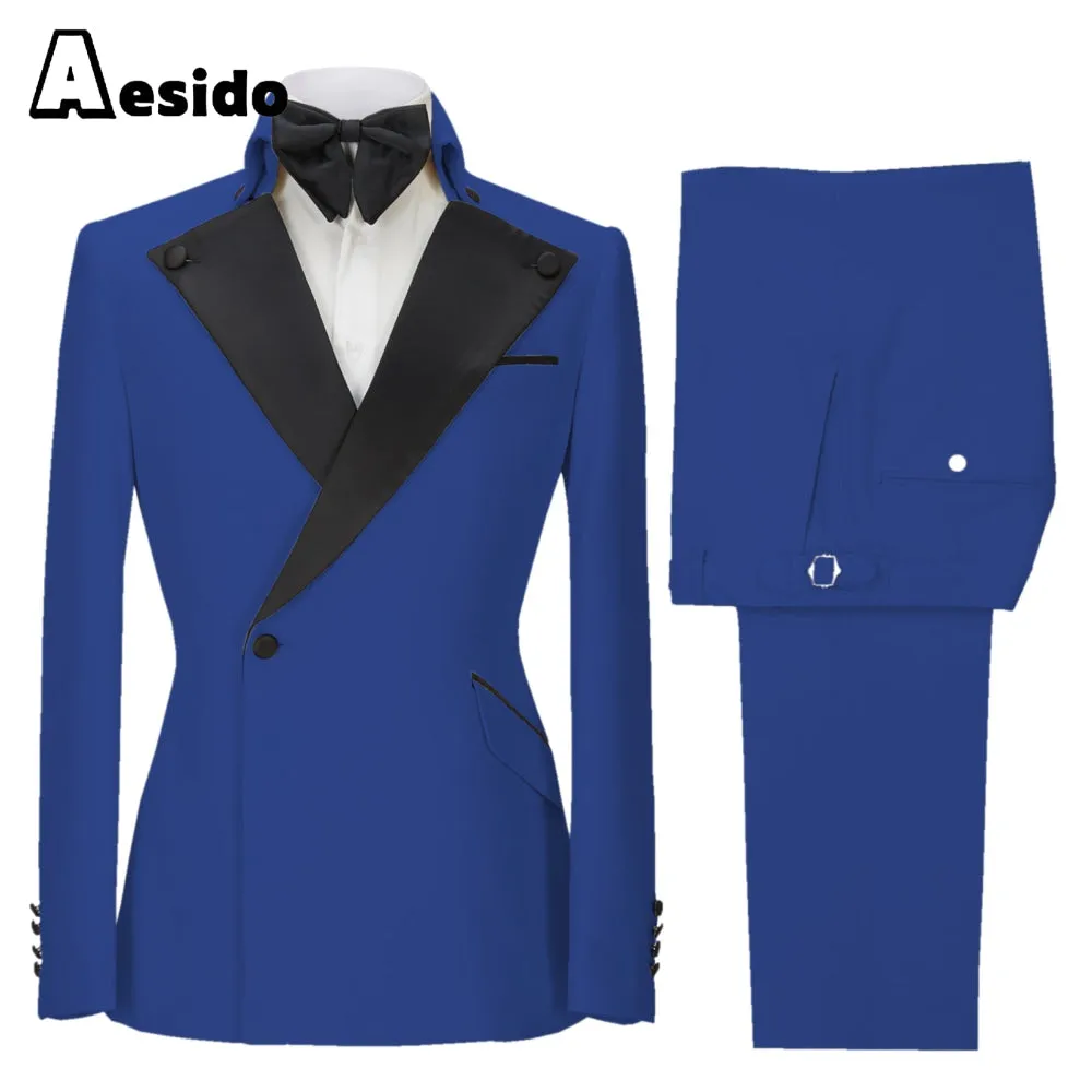 2 Pieces Single Button Peak Lapel Men Suit (Blazer Pants)