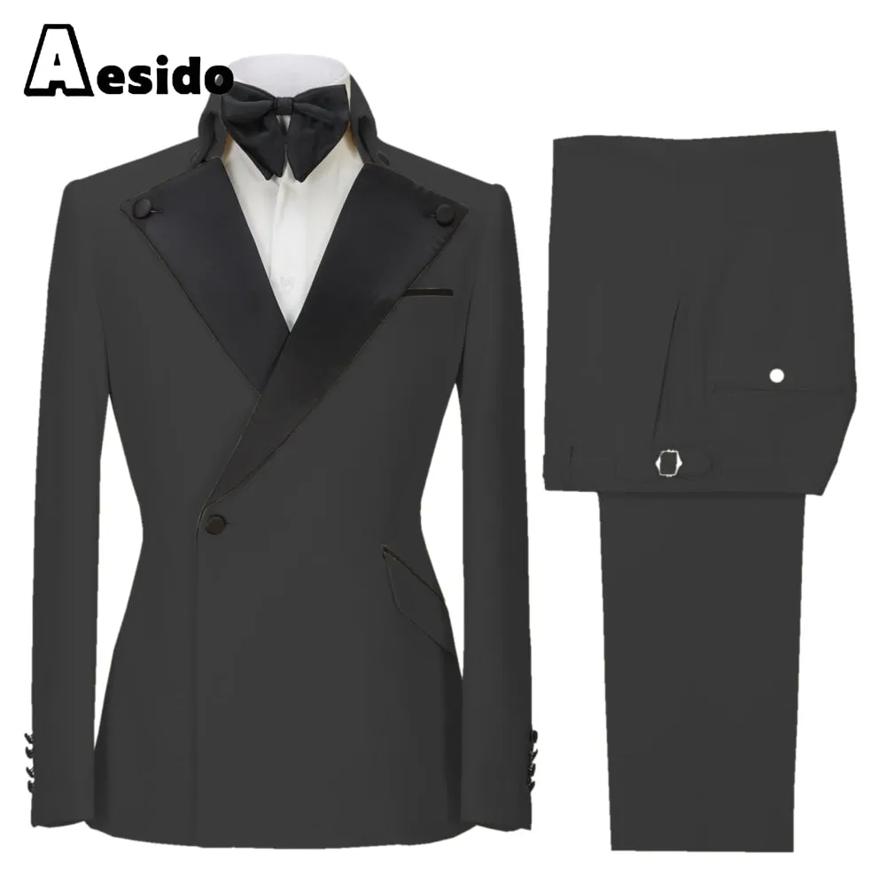 2 Pieces Single Button Peak Lapel Men Suit (Blazer Pants)