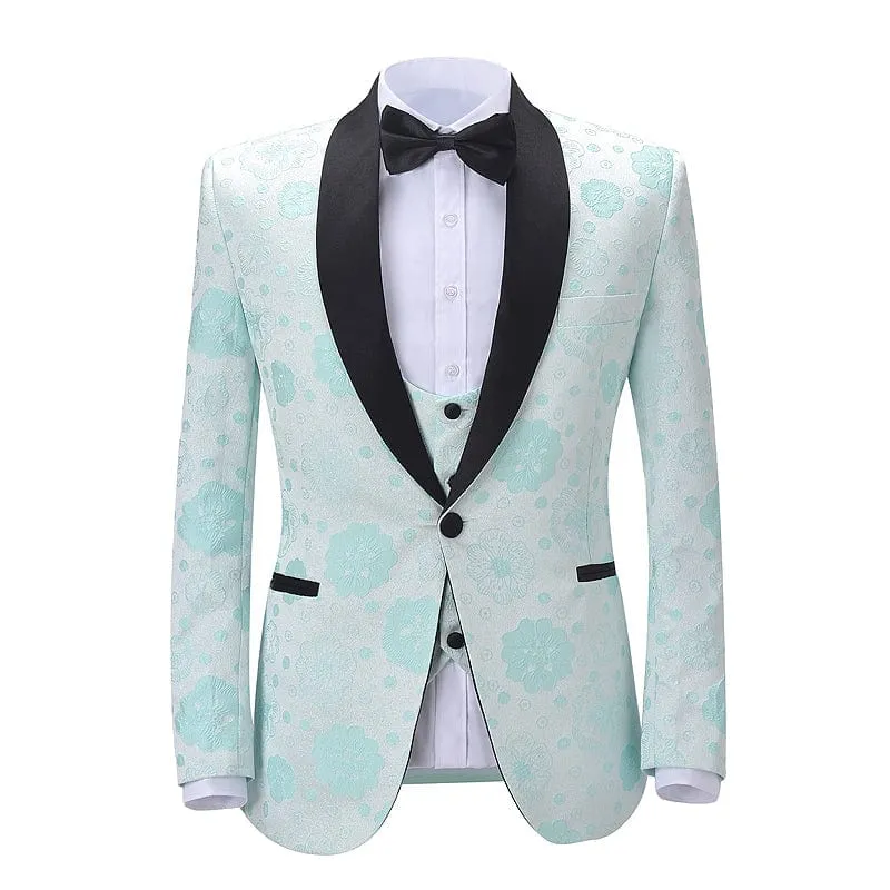 3 Pieces Patterned Shawl Lapel Mens Suit (Blazer vest Pants)