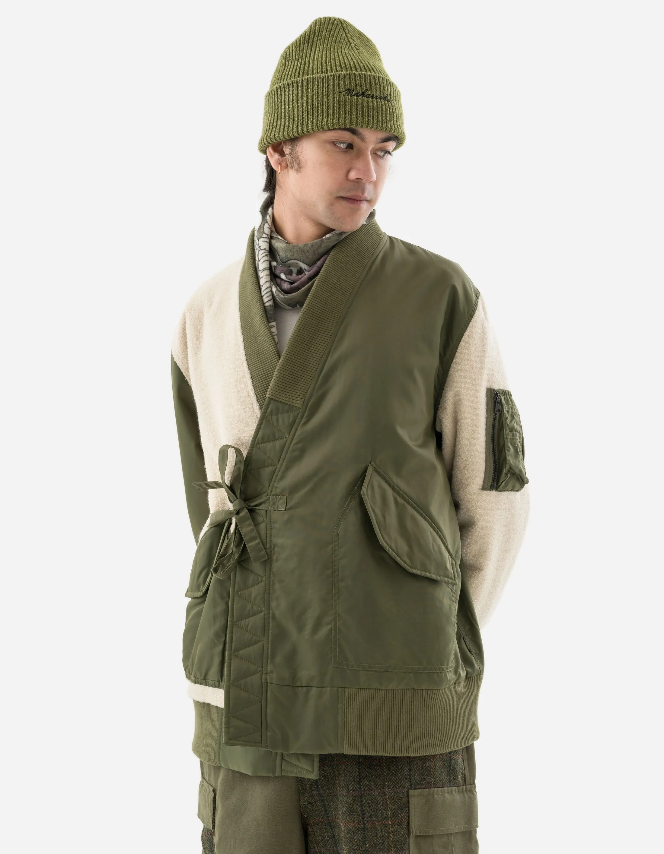 5257 Fleece CWU Flight Kimono Olive/Ecru