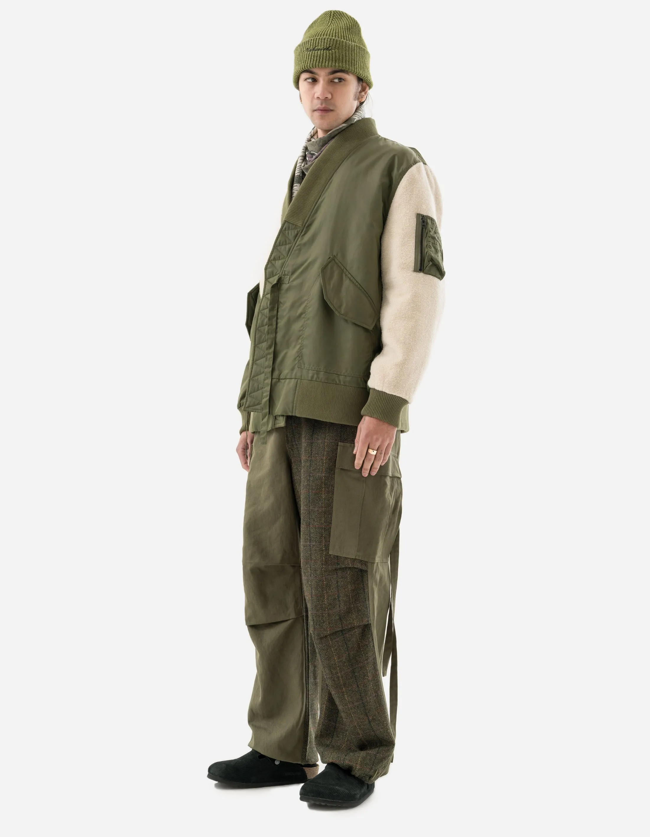 5257 Fleece CWU Flight Kimono Olive/Ecru