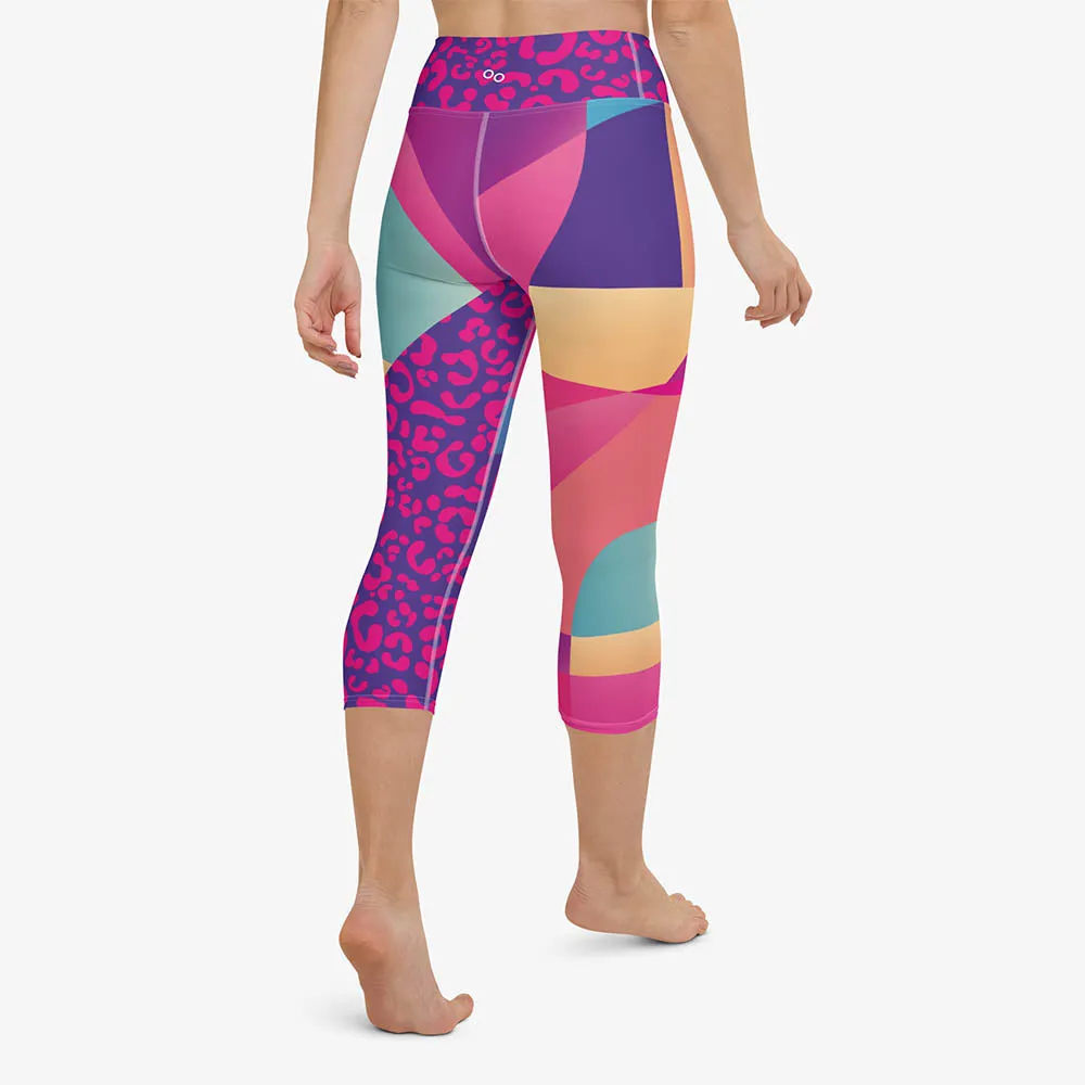 Animal Printed Capris "Wild Patchwork" Blues/Purple/Magenta