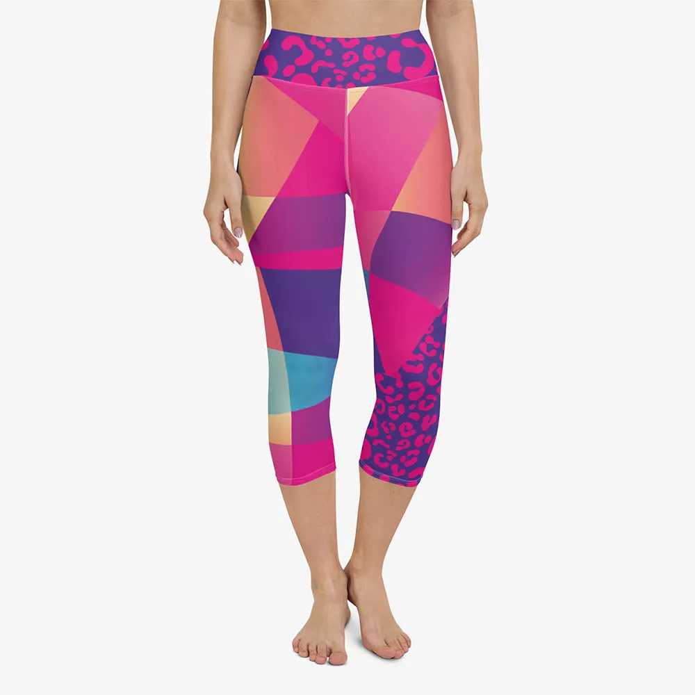 Animal Printed Capris "Wild Patchwork" Blues/Purple/Magenta