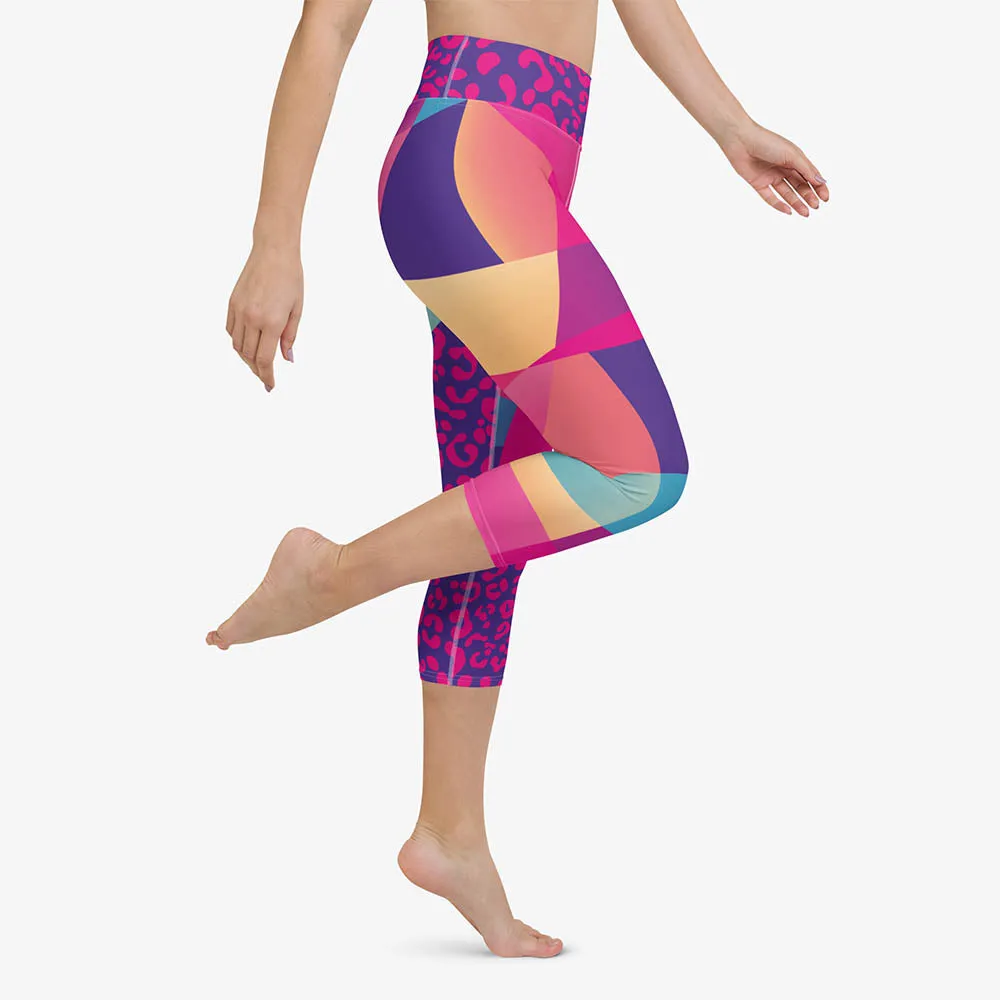 Animal Printed Capris "Wild Patchwork" Blues/Purple/Magenta
