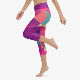 Animal Printed Capris "Wild Patchwork" Blues/Purple/Magenta
