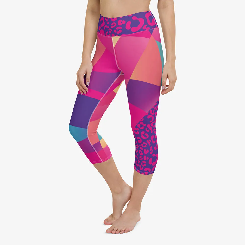 Animal Printed Capris "Wild Patchwork" Blues/Purple/Magenta