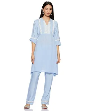 Aurelia Women's Rayon straight Salwar Suit Set (19FED10121-600631_ T-Purple_ Small)