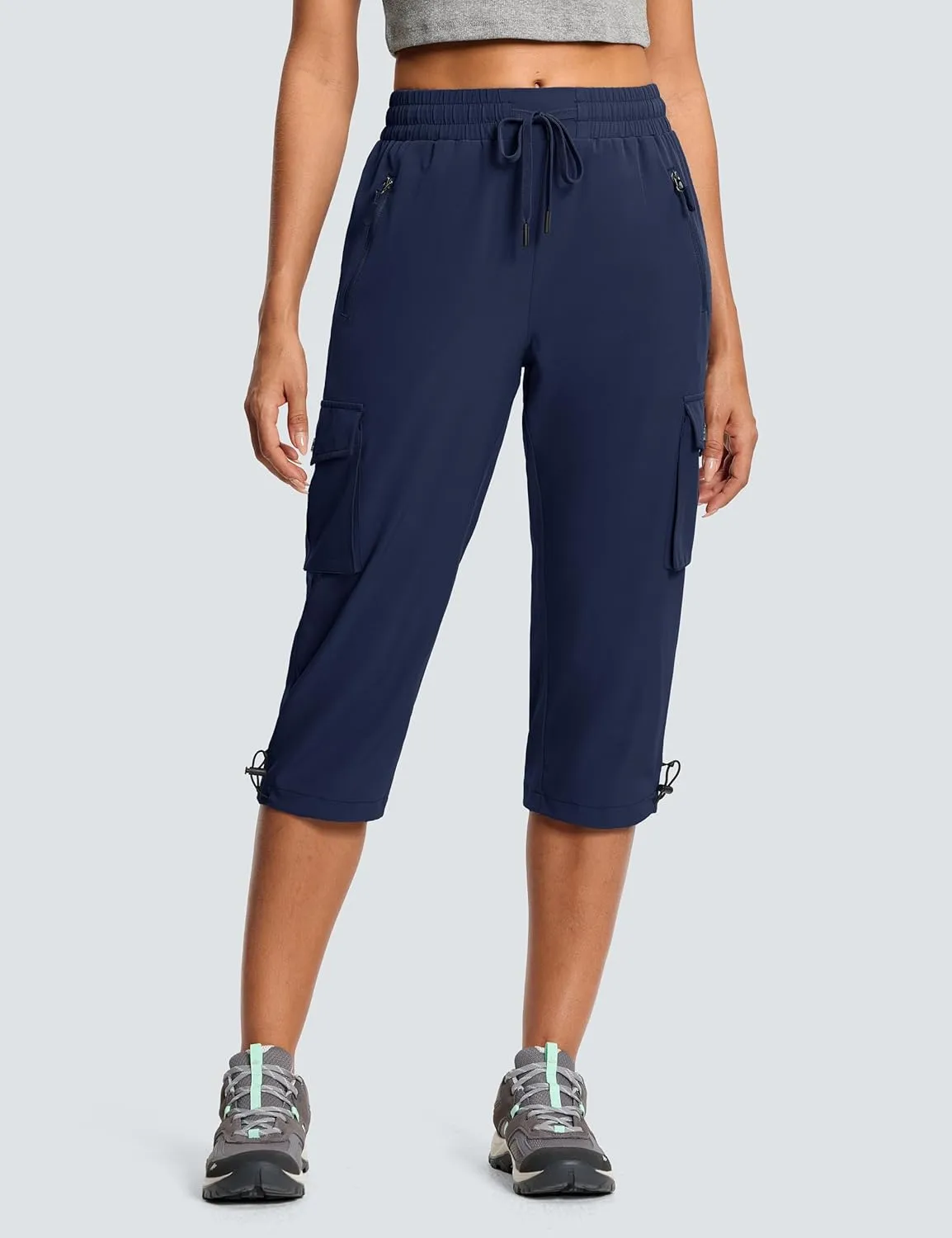 Capri Pants for Women Breathable UPF 50  Womens Cargo Capris for Summer with 8 Pockets for Hiking Travel Casual