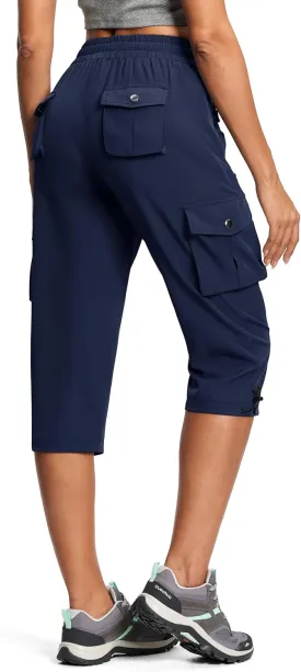 Capri Pants for Women Breathable UPF 50  Womens Cargo Capris for Summer with 8 Pockets for Hiking Travel Casual