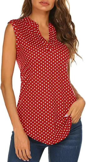 Halife Women's Sleeveless Floral Print V Neck Tunic Tank Tops Blouse Shirts