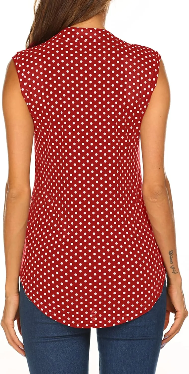 Halife Women's Sleeveless Floral Print V Neck Tunic Tank Tops Blouse Shirts