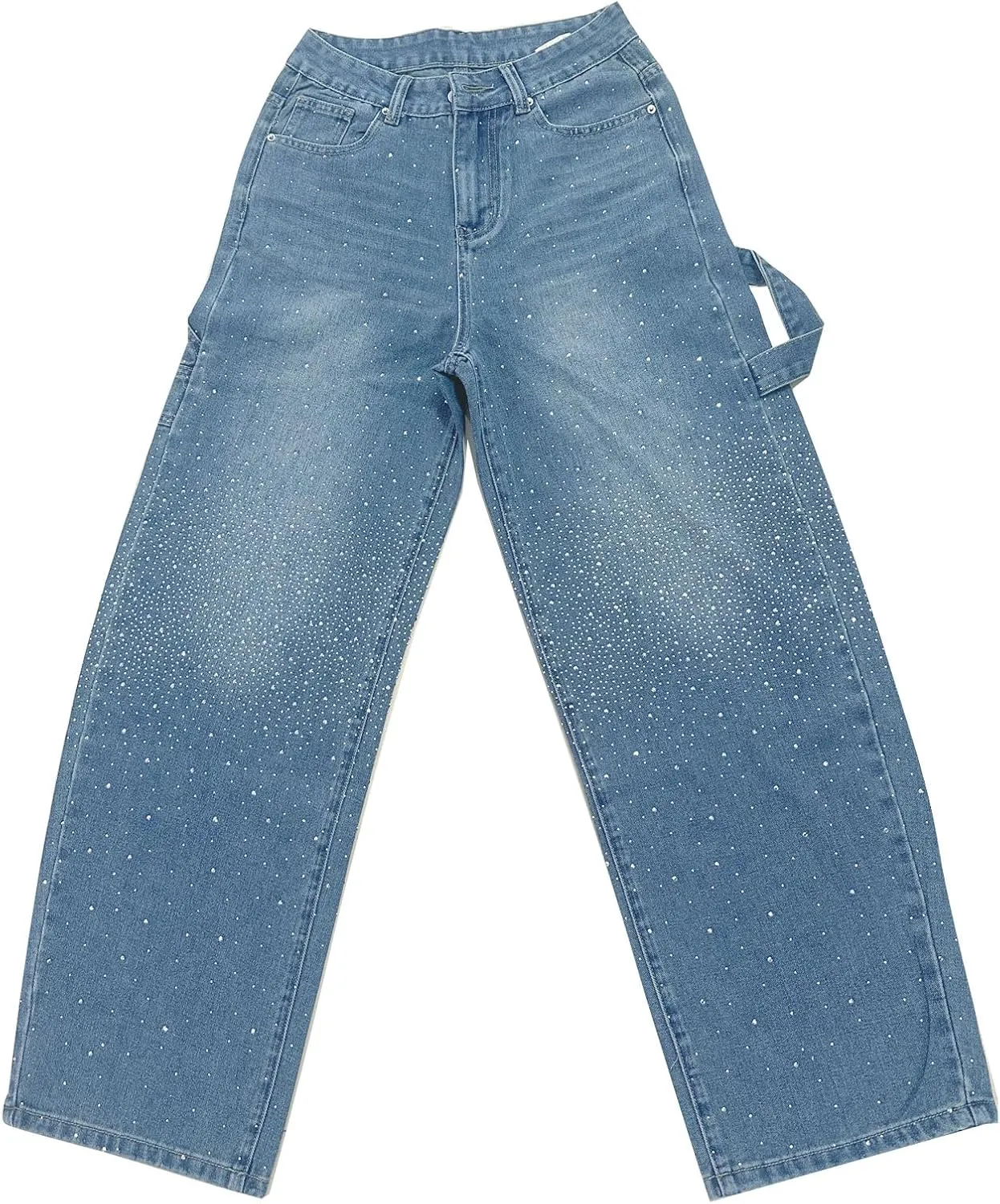High Waisted Baggy Jeans for Women Diamond Straight Loose Jeans Fashion Vintage Boyfriend Denim Pants