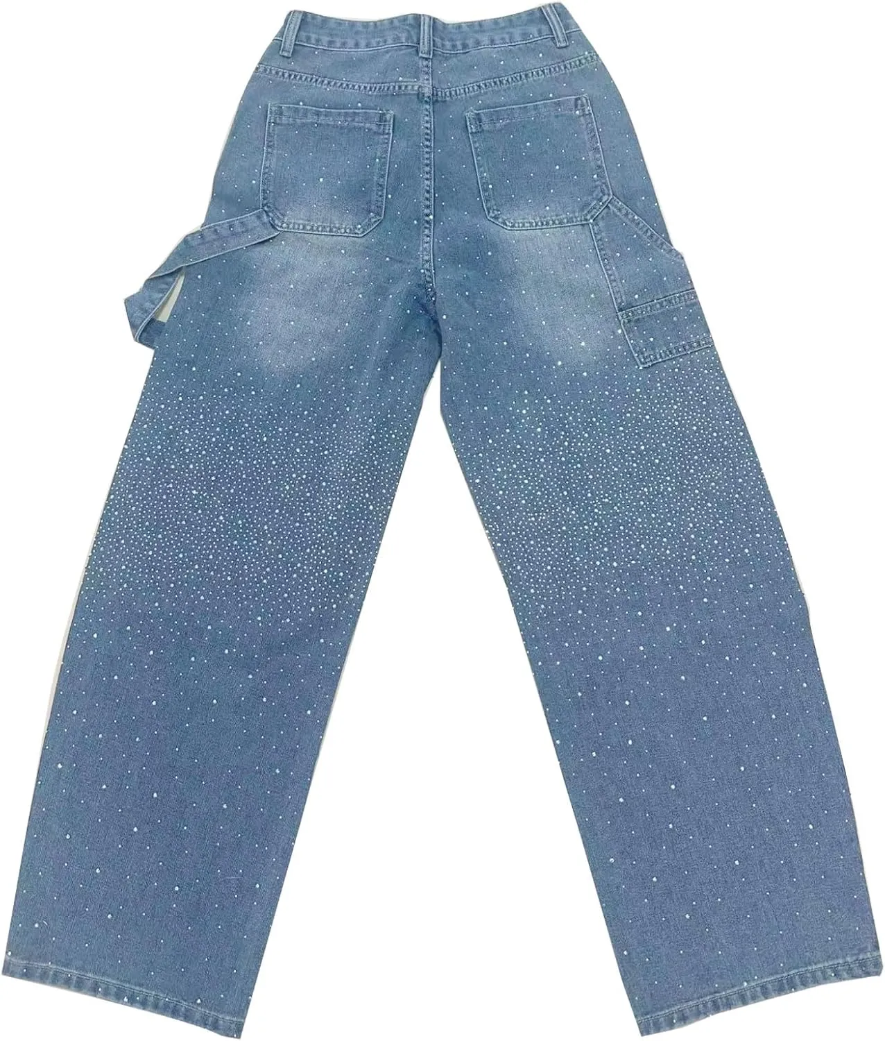 High Waisted Baggy Jeans for Women Diamond Straight Loose Jeans Fashion Vintage Boyfriend Denim Pants