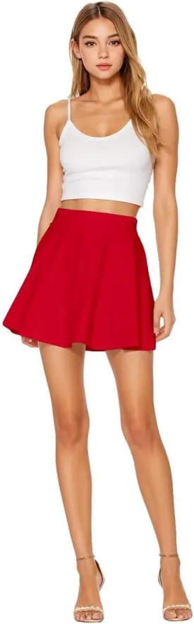 Hybrid & Company Women Basic Versatile Skirts Stretchy Flared Mini Skater Skirt