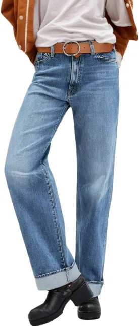 LifeShe Cuffed Jeans for Women Mid Rise Stretchy Straight Leg Jeans Casual Boyfriend Denim Pants