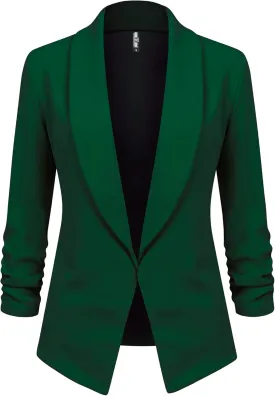 Lock and Love Women 3/4 Sleeve Blazer Open Front Cardigan Jacket Work Office Blazer