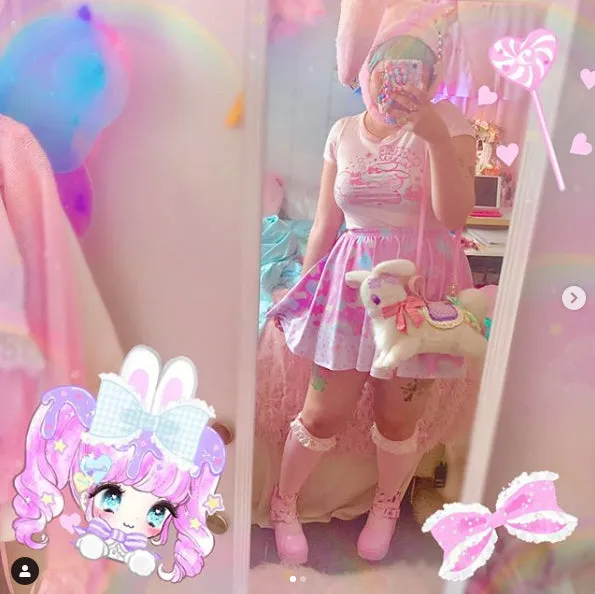 Pastel party pink skater skirt [made to order]