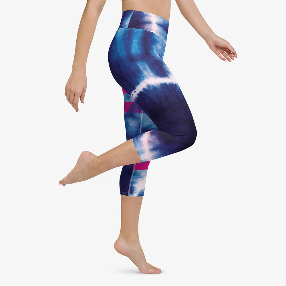 Printed Capris "Tie Dye Stripe" Blue/Magenta
