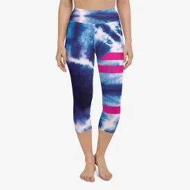 Printed Capris "Tie Dye Stripe" Blue/Magenta