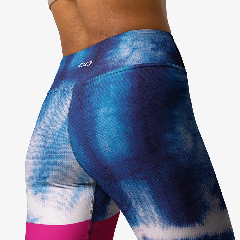 Printed Capris "Tie Dye Stripe" Blue/Magenta