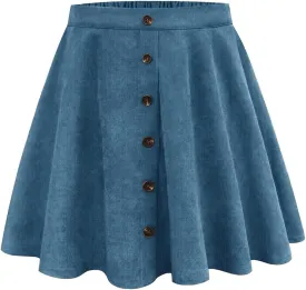 RITERA Plus Size Basic Versatile Stretchy Elastic Waist Flared Casual Mini Skater Skirt/Pleated Plaid Skirt for Women XL-5XL