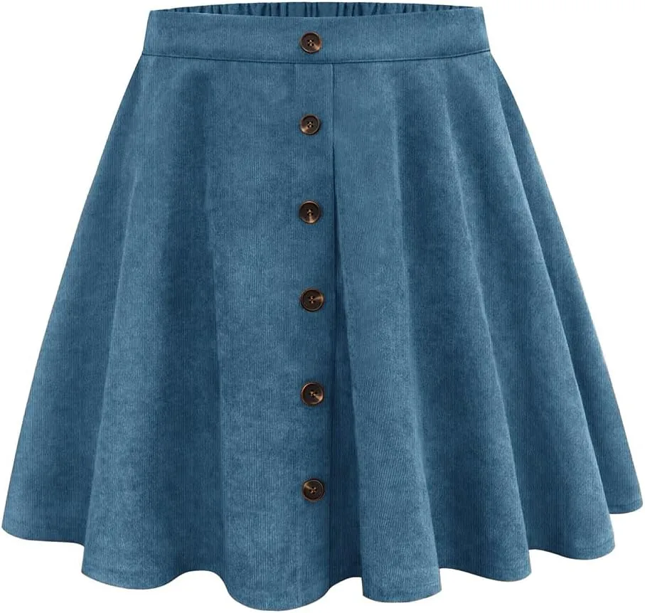 RITERA Plus Size Basic Versatile Stretchy Elastic Waist Flared Casual Mini Skater Skirt/Pleated Plaid Skirt for Women XL-5XL
