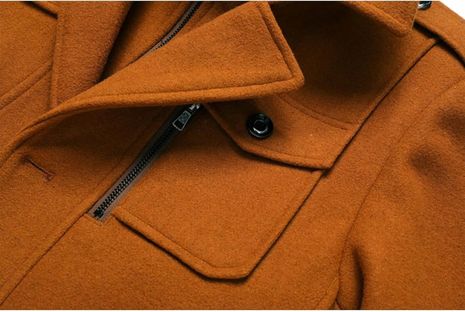 SOMTHRON Men's Wool Blend Trench Coat Slim fit Single Breasted Notch Lapel Winter Jacket Business Pea Coat Overcoat
