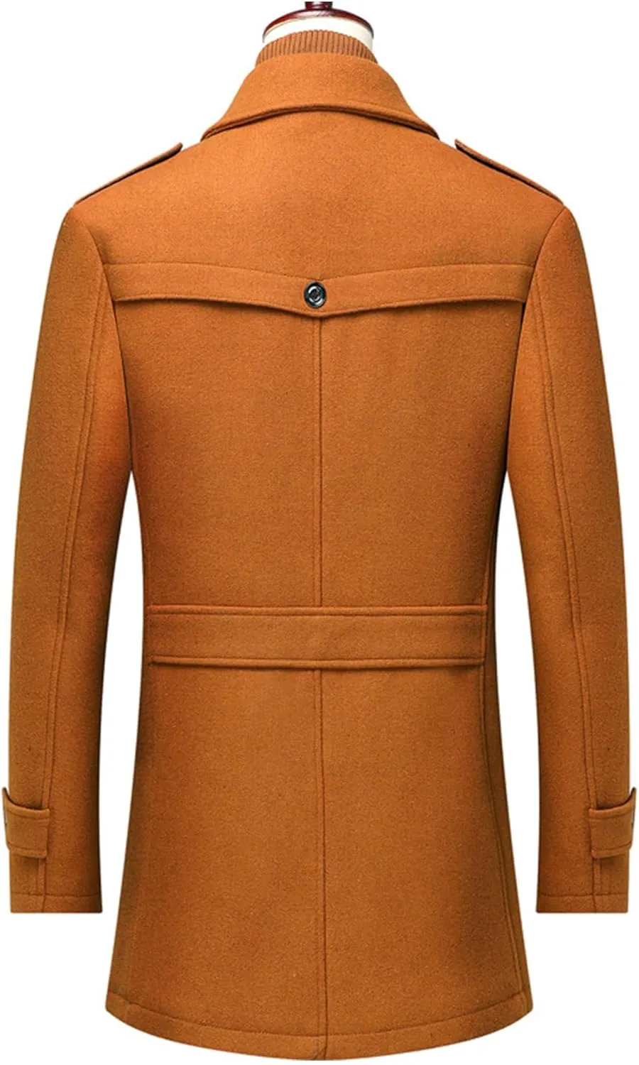 SOMTHRON Men's Wool Blend Trench Coat Slim fit Single Breasted Notch Lapel Winter Jacket Business Pea Coat Overcoat