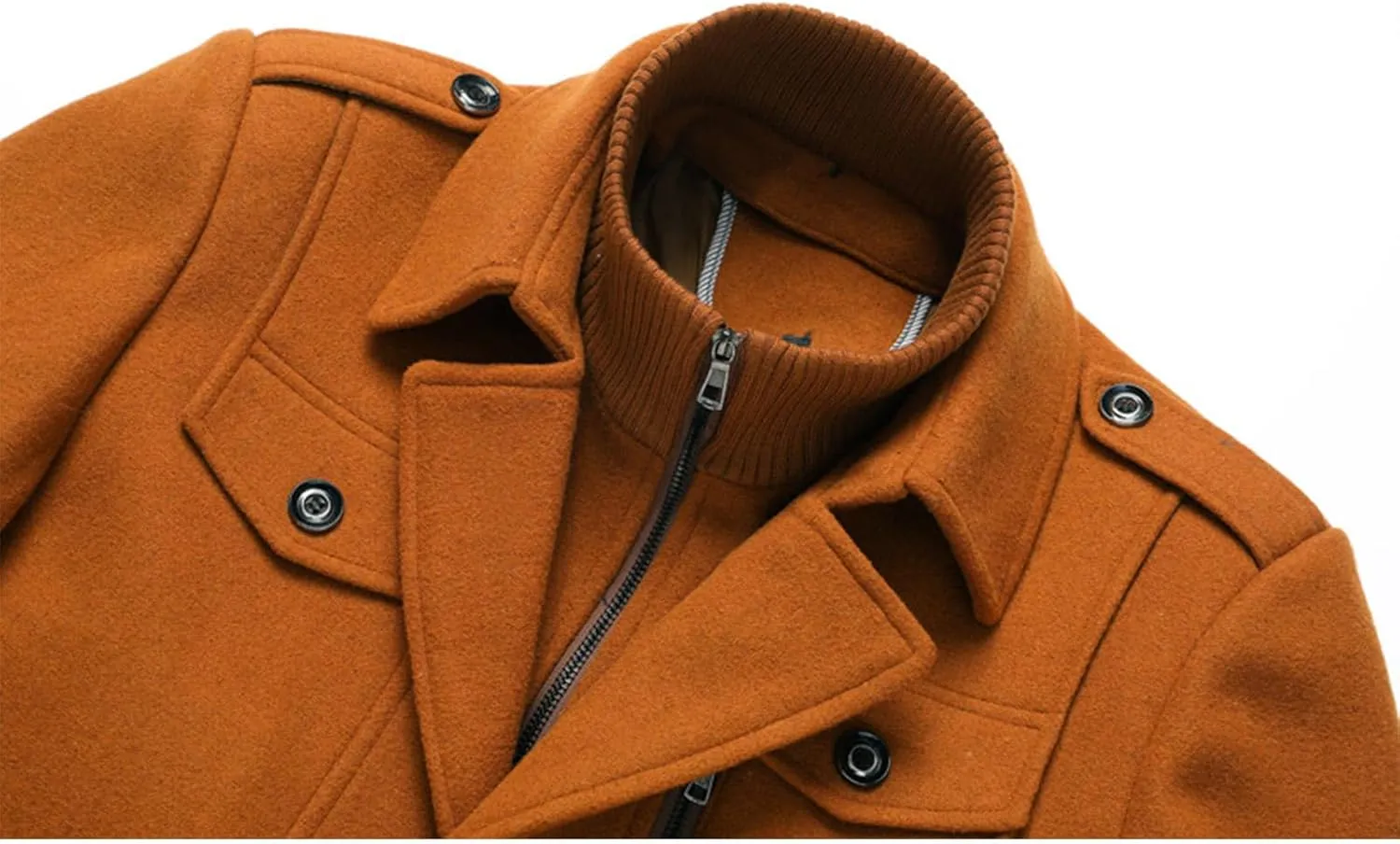 SOMTHRON Men's Wool Blend Trench Coat Slim fit Single Breasted Notch Lapel Winter Jacket Business Pea Coat Overcoat
