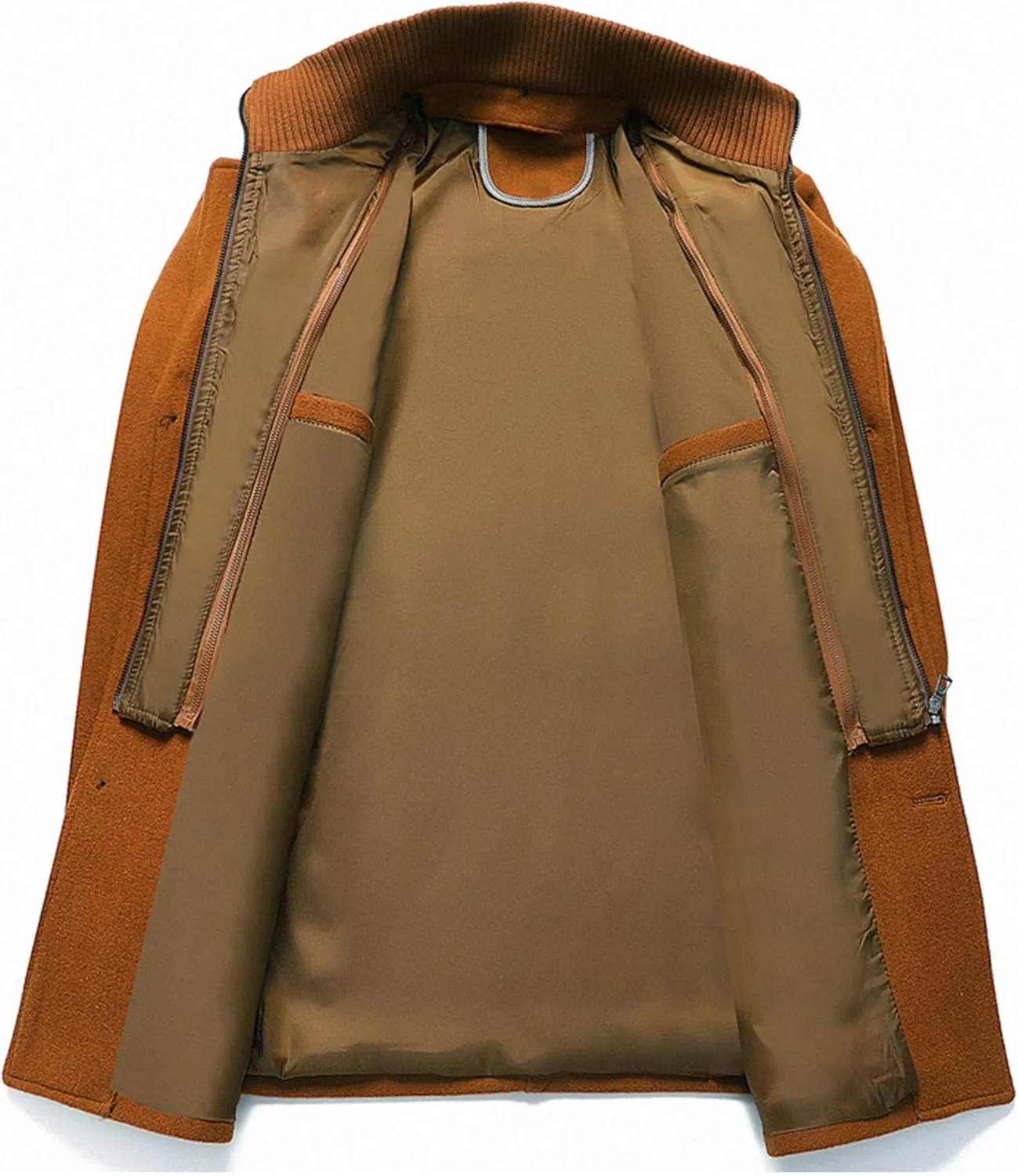 SOMTHRON Men's Wool Blend Trench Coat Slim fit Single Breasted Notch Lapel Winter Jacket Business Pea Coat Overcoat