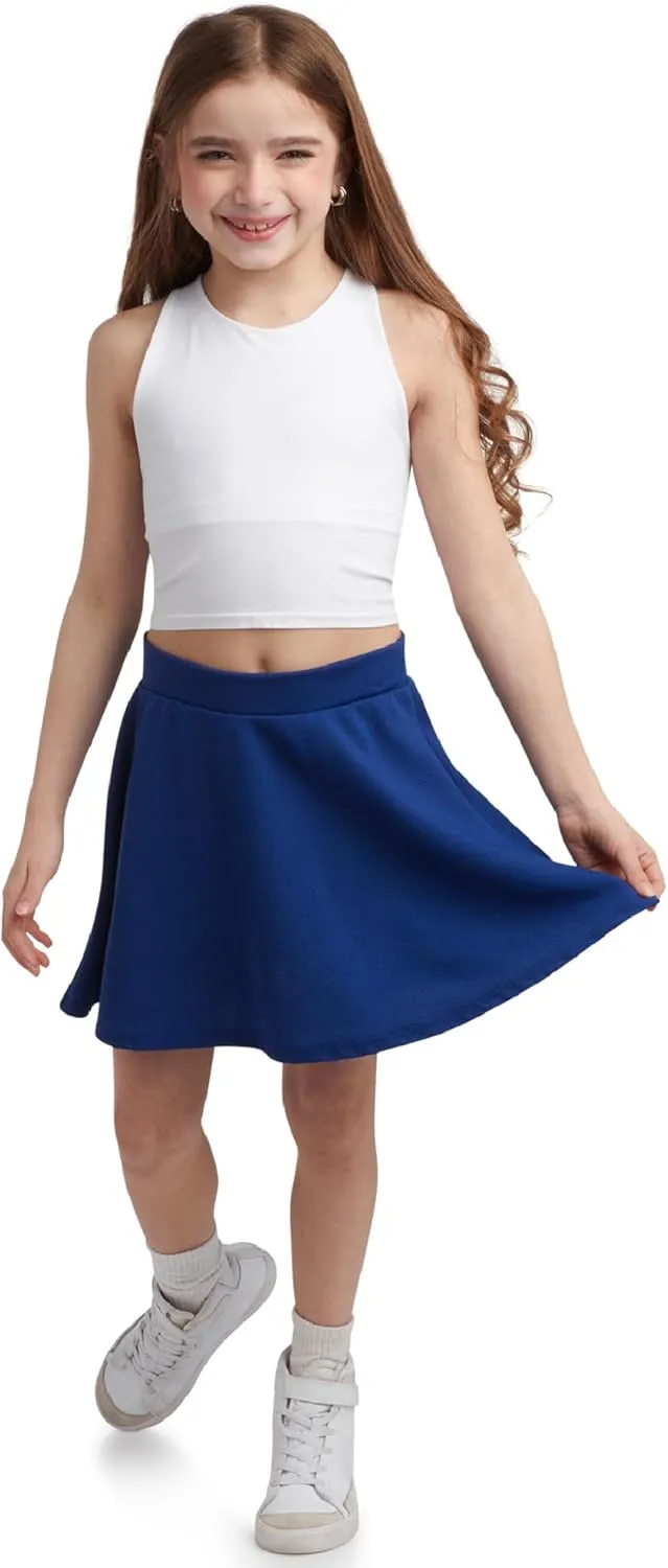 Sweet Hearts Girls Skater Skirt - High Waist Stretch Flare Pleated Mini Uniform Skirts for Girls: Made in USA (Sizes: 5-18)
