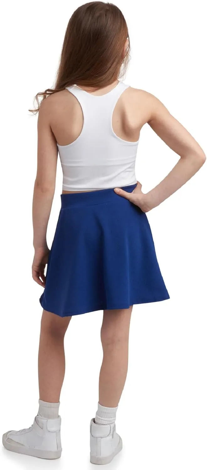 Sweet Hearts Girls Skater Skirt - High Waist Stretch Flare Pleated Mini Uniform Skirts for Girls: Made in USA (Sizes: 5-18)