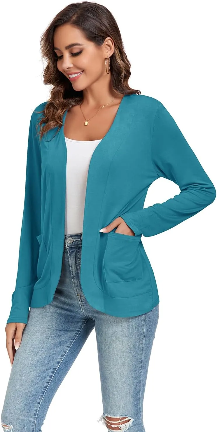 TownCat Womens Lightweight Cardigan with Pockets Long Sleeve Open Front Cardigan for Women