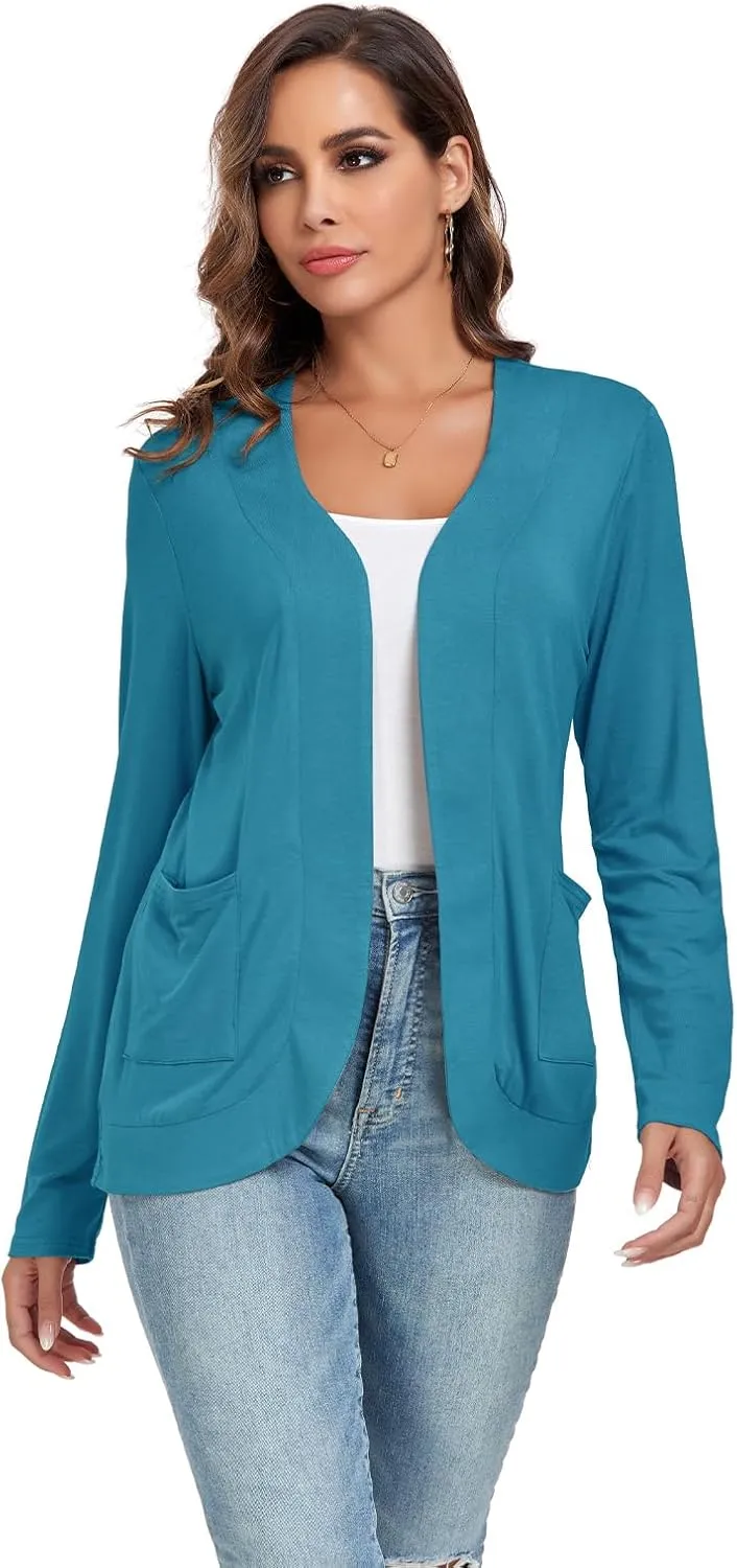 TownCat Womens Lightweight Cardigan with Pockets Long Sleeve Open Front Cardigan for Women