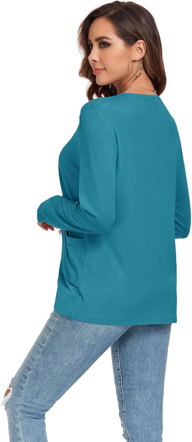 TownCat Womens Lightweight Cardigan with Pockets Long Sleeve Open Front Cardigan for Women
