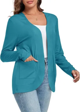 TownCat Womens Lightweight Cardigan with Pockets Long Sleeve Open Front Cardigan for Women