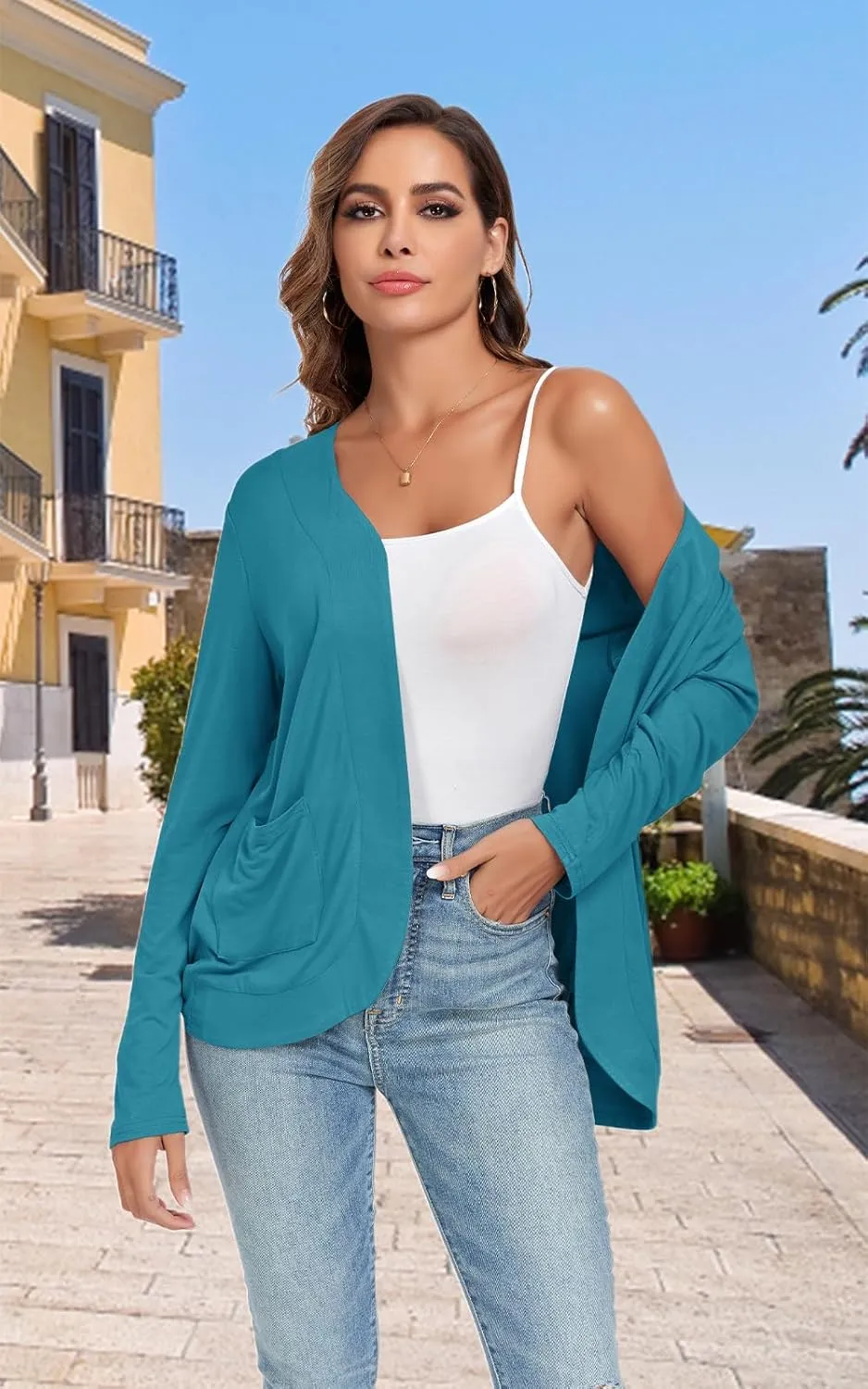TownCat Womens Lightweight Cardigan with Pockets Long Sleeve Open Front Cardigan for Women