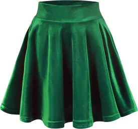 Urban CoCo Women's Vintage Velvet Stretchy Mini Flared Skater Skirt