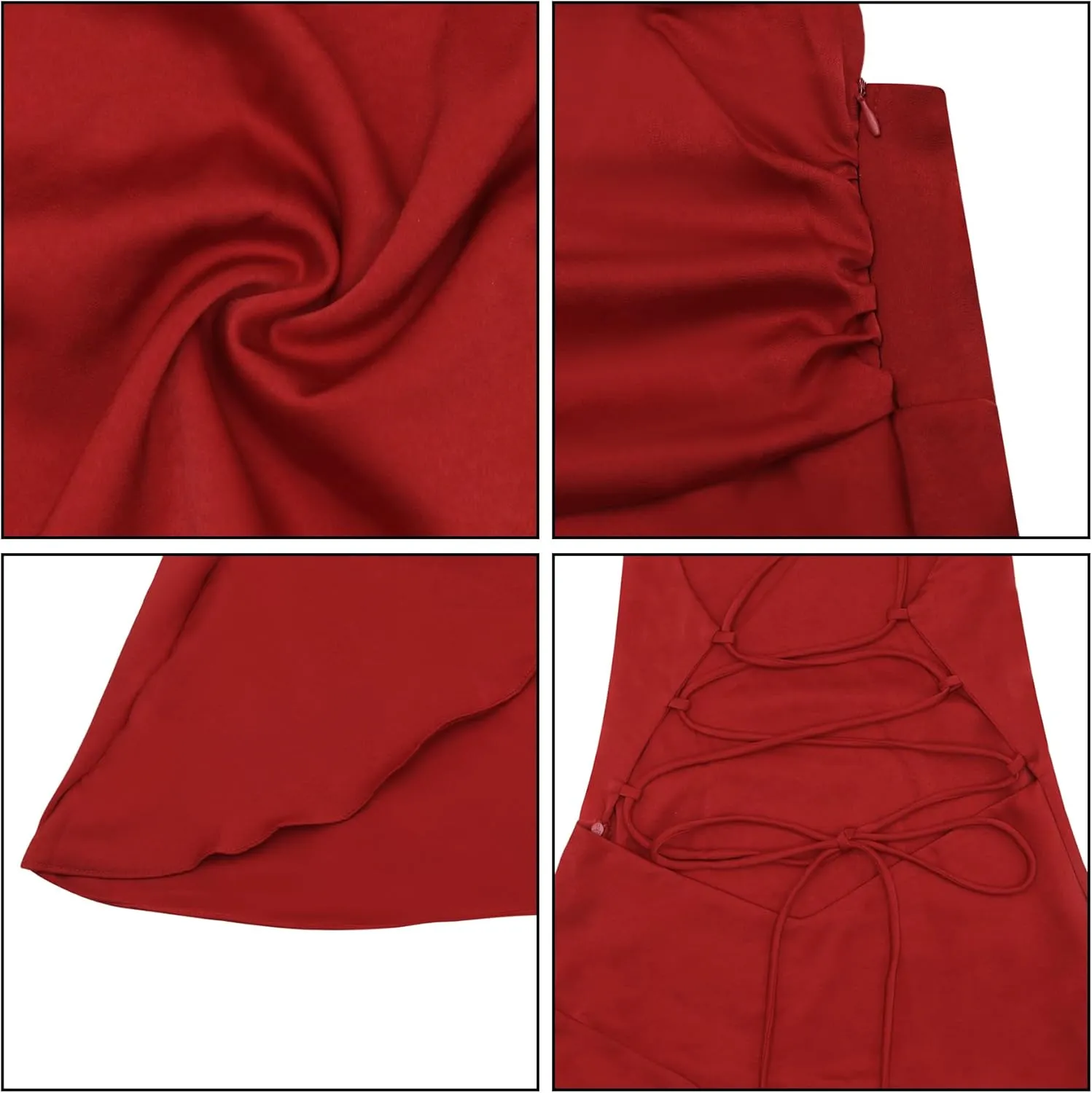 Women's Backless Formal Maxi Evening Gowns Cocktail Dress Thigh High Slit Ruffle Hem Maxi Dress Bodycon Party Dress