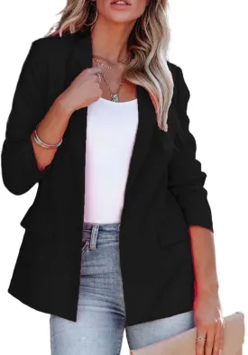 Womens Casual Office Blazer Jackets Front Open Cardigan Work Suit Jacket Long Sleeve Lapel Jacket Business Outfits