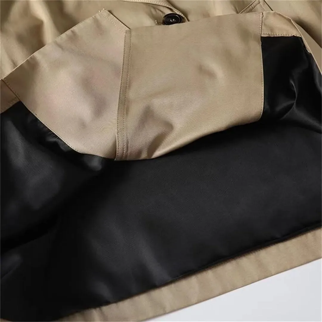 Women's Loose Fit Double Breasted Windbreaker Jacket Casual Long Sleeve Coat With Pockets Outerwear