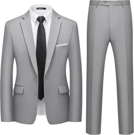 WULFUL Men's 2 Piece Suits Slim Fit Two Button Blazer Jacket Pants Set for Party,Wedding and Business