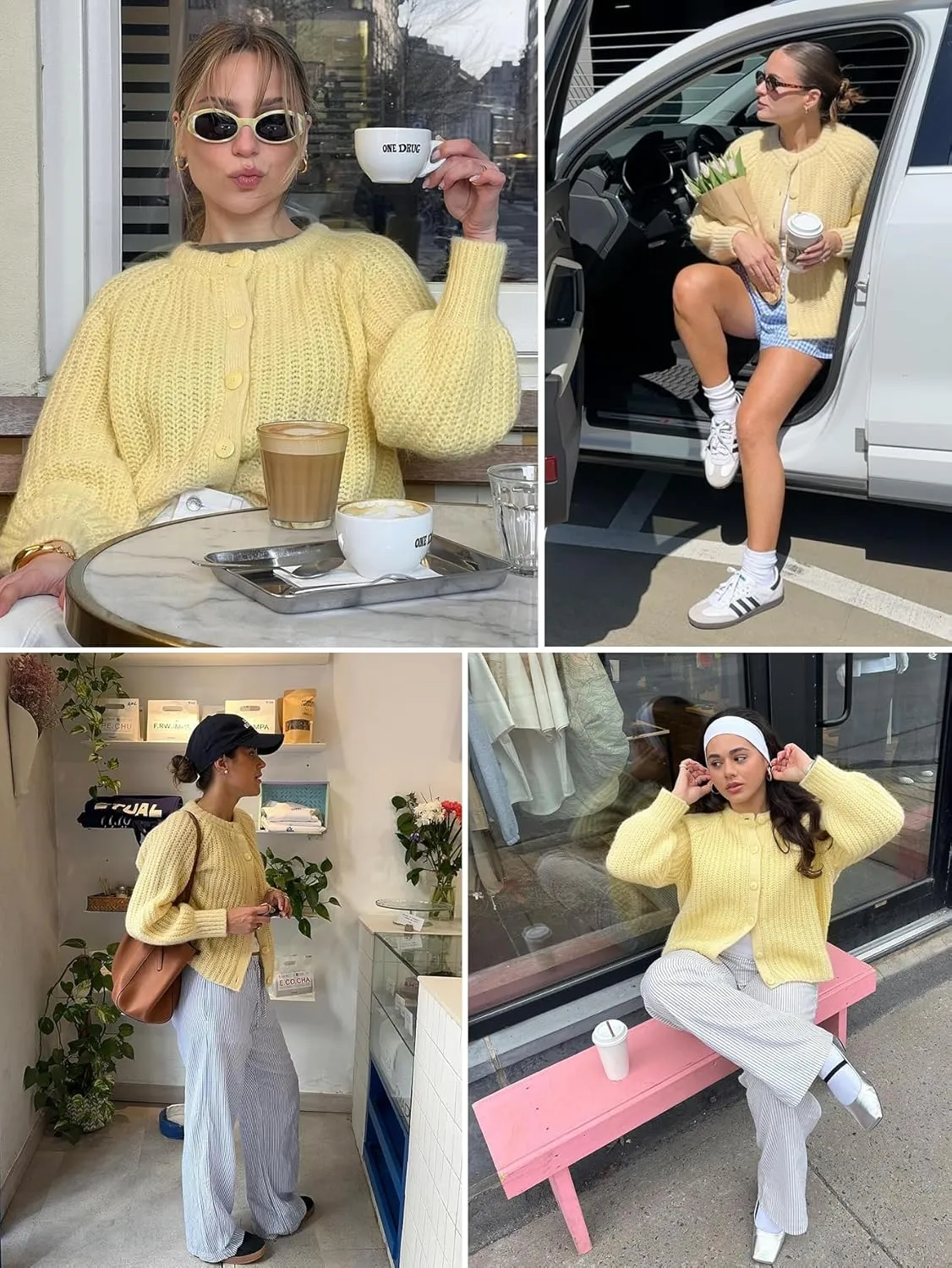 YKR Womens Fall Cardigan Sweater Long Sleeve Chunky Knit Open Front Button Loose Casual Cardigan Coat