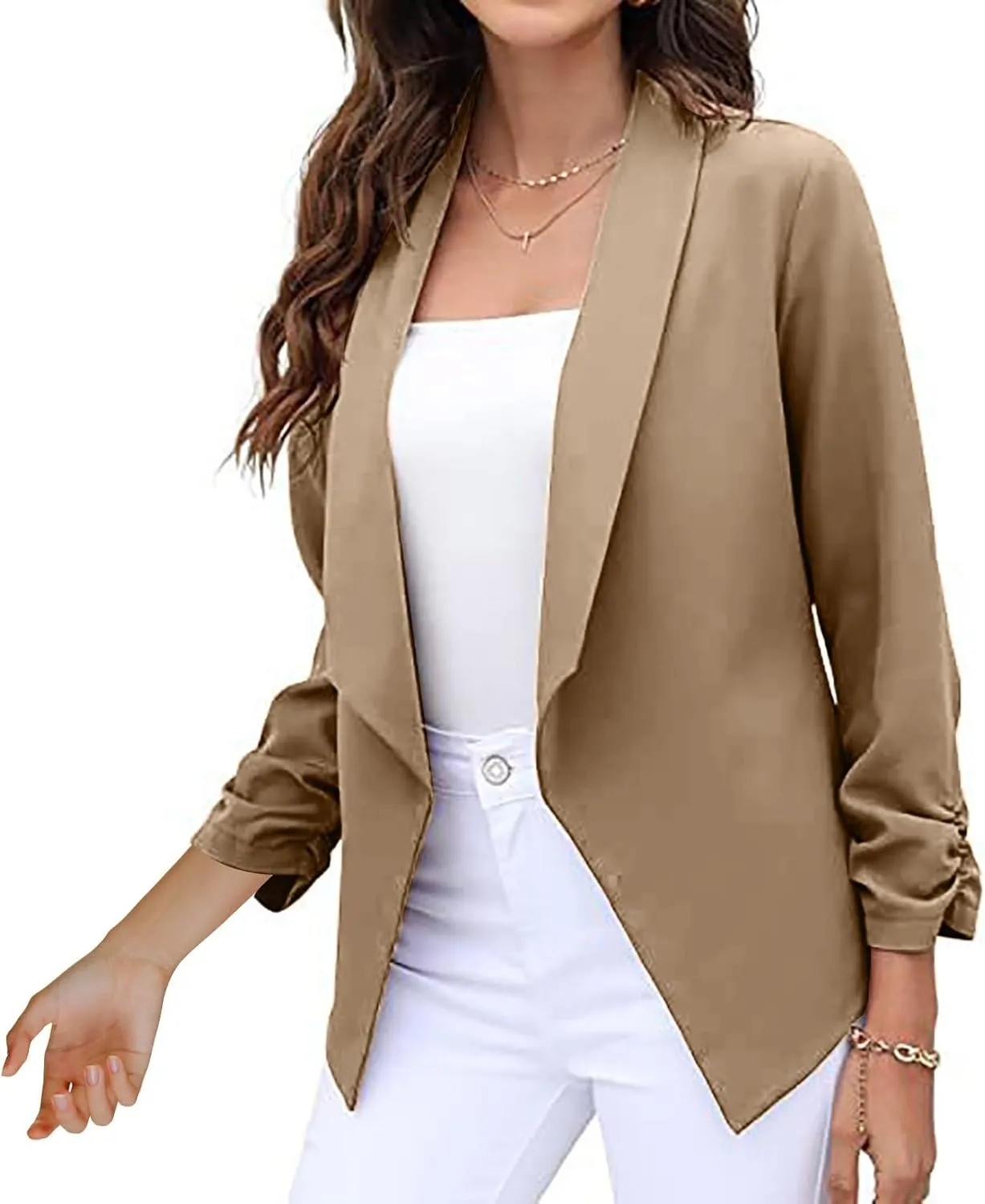 ZEFOTIM Blazers for Women Winter Fashion Plus Size Striped/Plain Coat Lightweight Trendy Casual Blazer