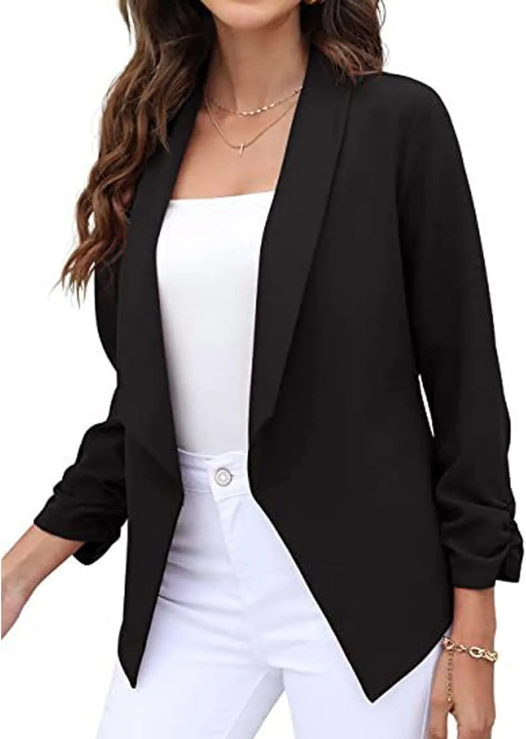 ZEFOTIM Blazers for Women Winter Fashion Plus Size Striped/Plain Coat Lightweight Trendy Casual Blazer